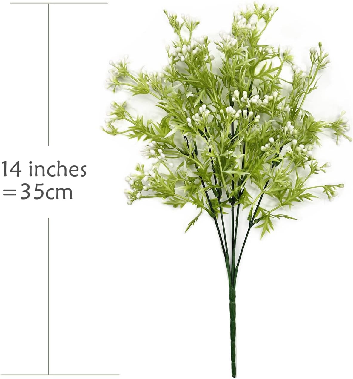 Artificial Plants, Fake Plastic Pearl Bouquet Faux White Flowers Bushes Greenery