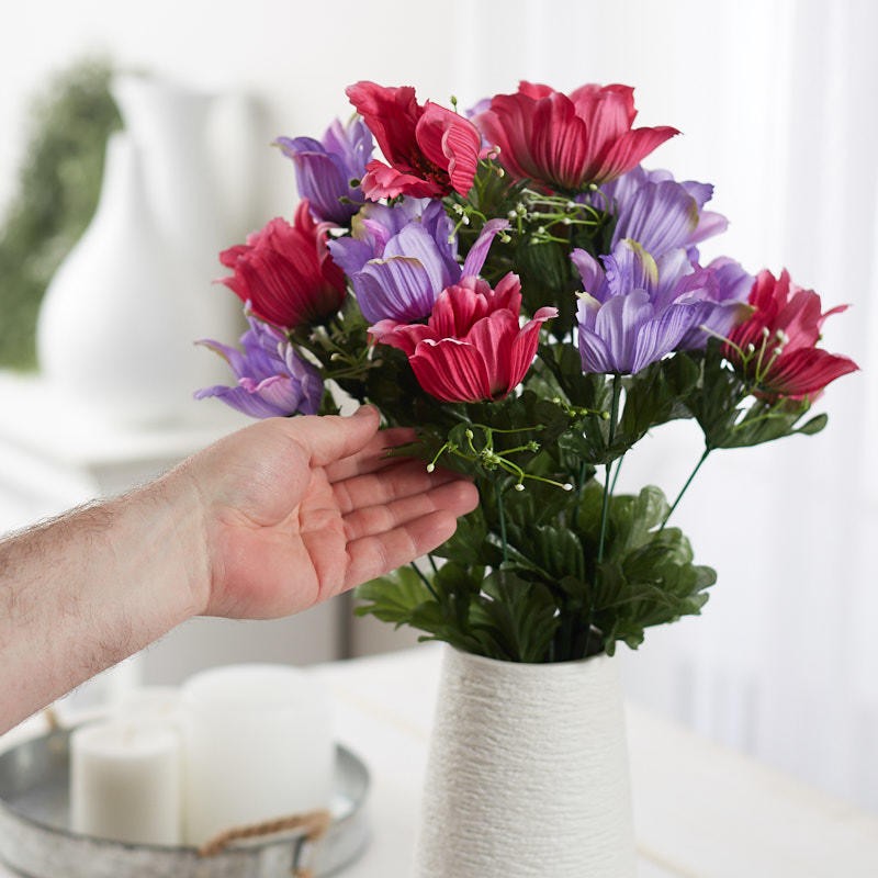 22″ Pink and Lavender Artificial Poppy Floral Bush