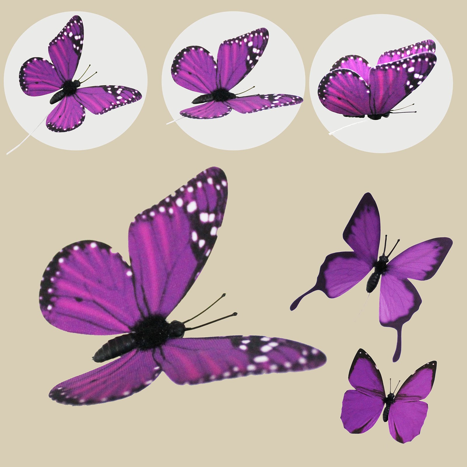 Perfso 12pcs 2size Butterfly Decorations, Simulated Butterflies, 3D Butterfly