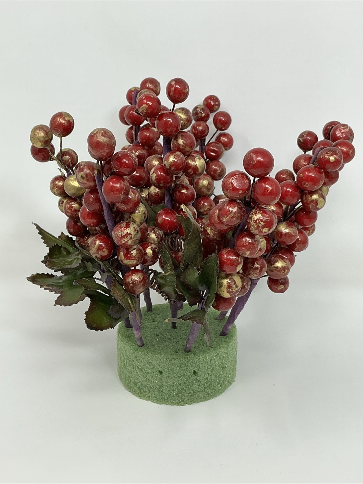 Berry Picks Red w Gold 6” Long Christmas Holiday Home Decor Lot Of 9 Vintage