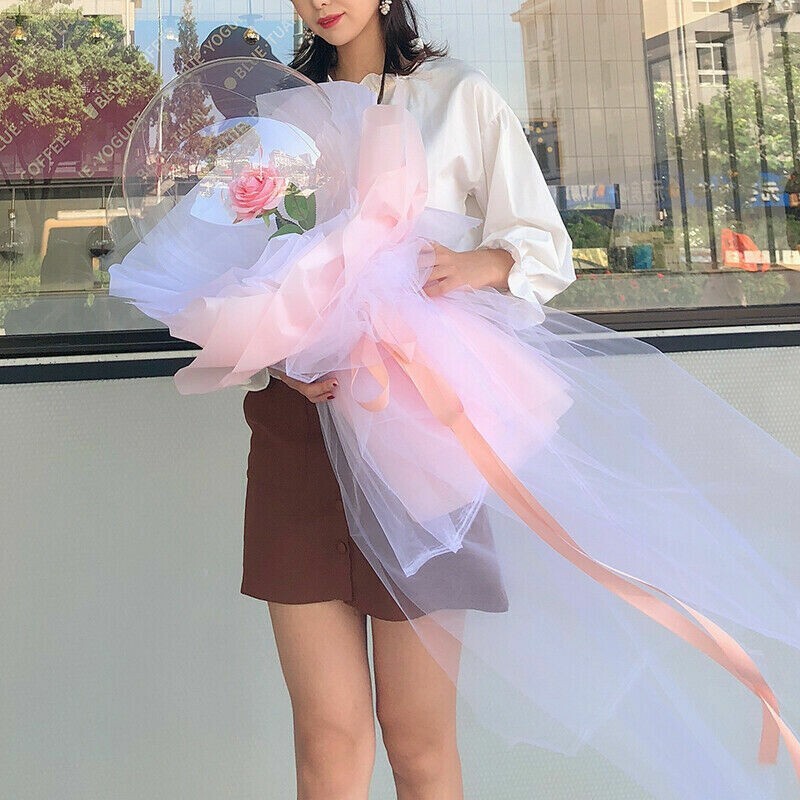 Valentine’s Day LED Light Balloon Pink Rose DIY Flower Bouquet Girlfriend Gift