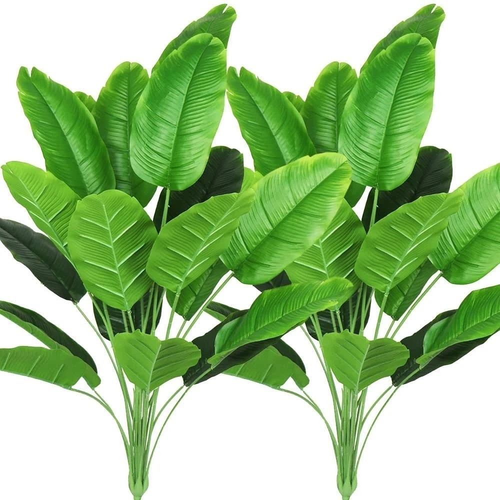 1 pc Green Leaves Potted Artificial Plant Large Banana Tree plastic fake Décor