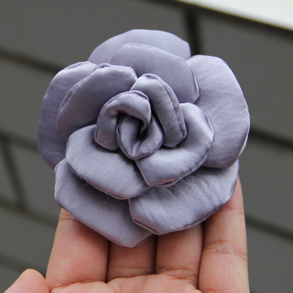 8cm Colorful Handmade Fabric Camellia Flowers Burned Edge Camellia For Crafts