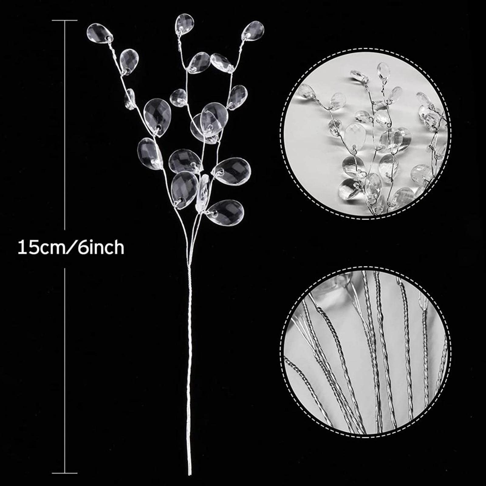 Fityle 50pcs Crystal Bud Branches Artificial Flower Twigs for Wedding Party H…