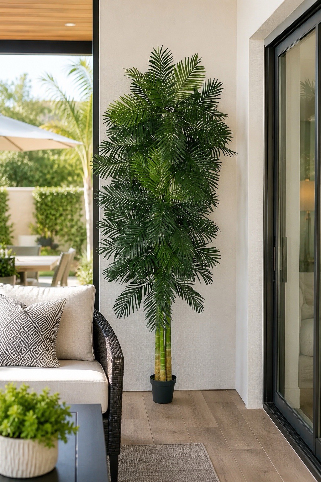 10’ Artificial Tropical Triple Golden Cane Palm Tree Real-Touch Home Decor