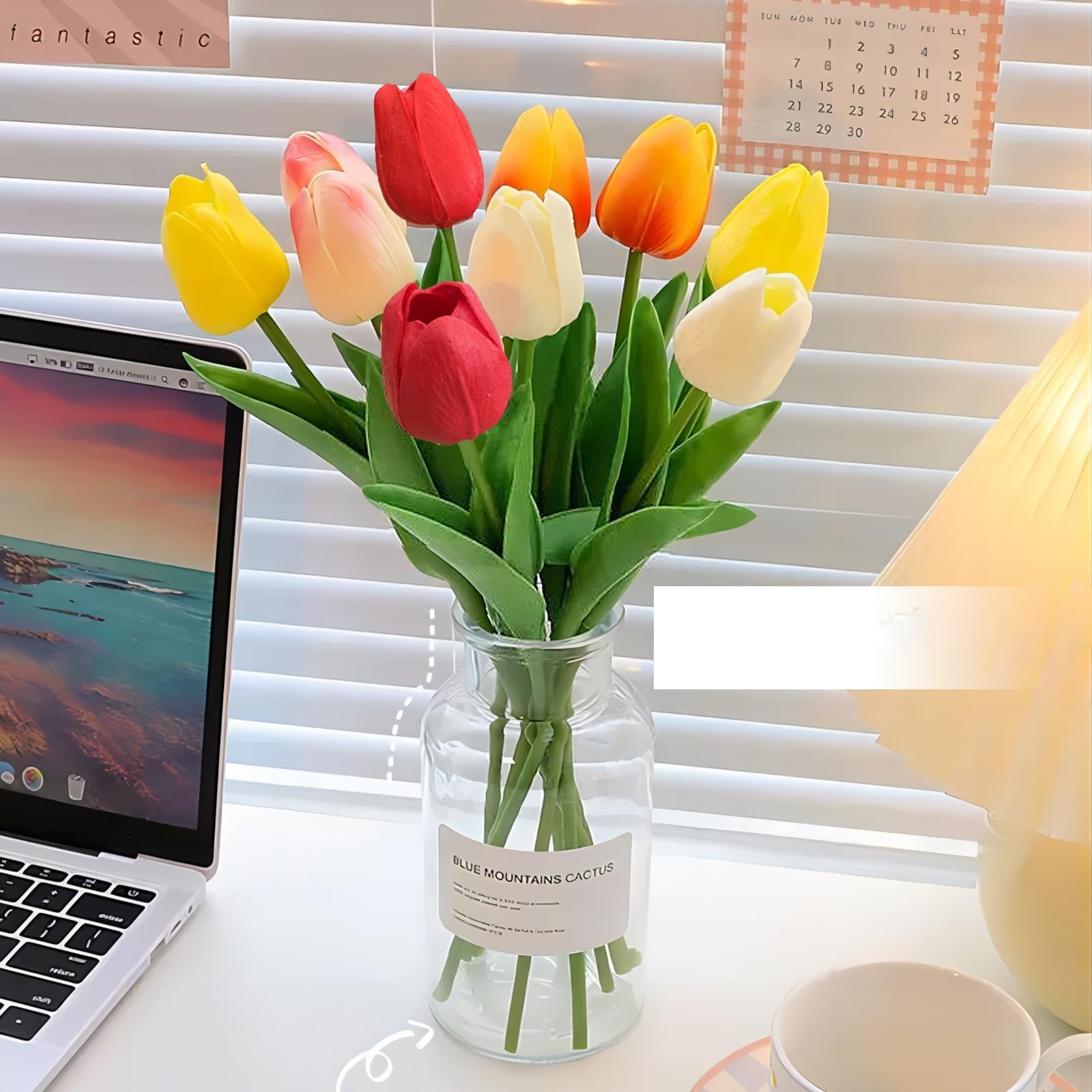 Artificial Tulips 15 PCS 14″ Real Touch Silk Flowers Assorted Colors
