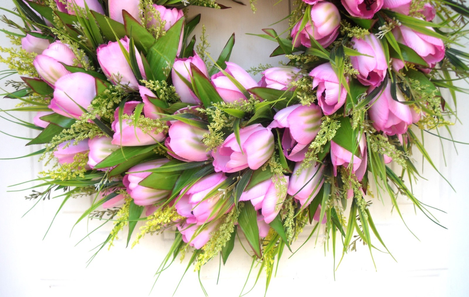 Pink Tulip Wreath, Spring Door/Wall Any Season Mother’s Day Wreath