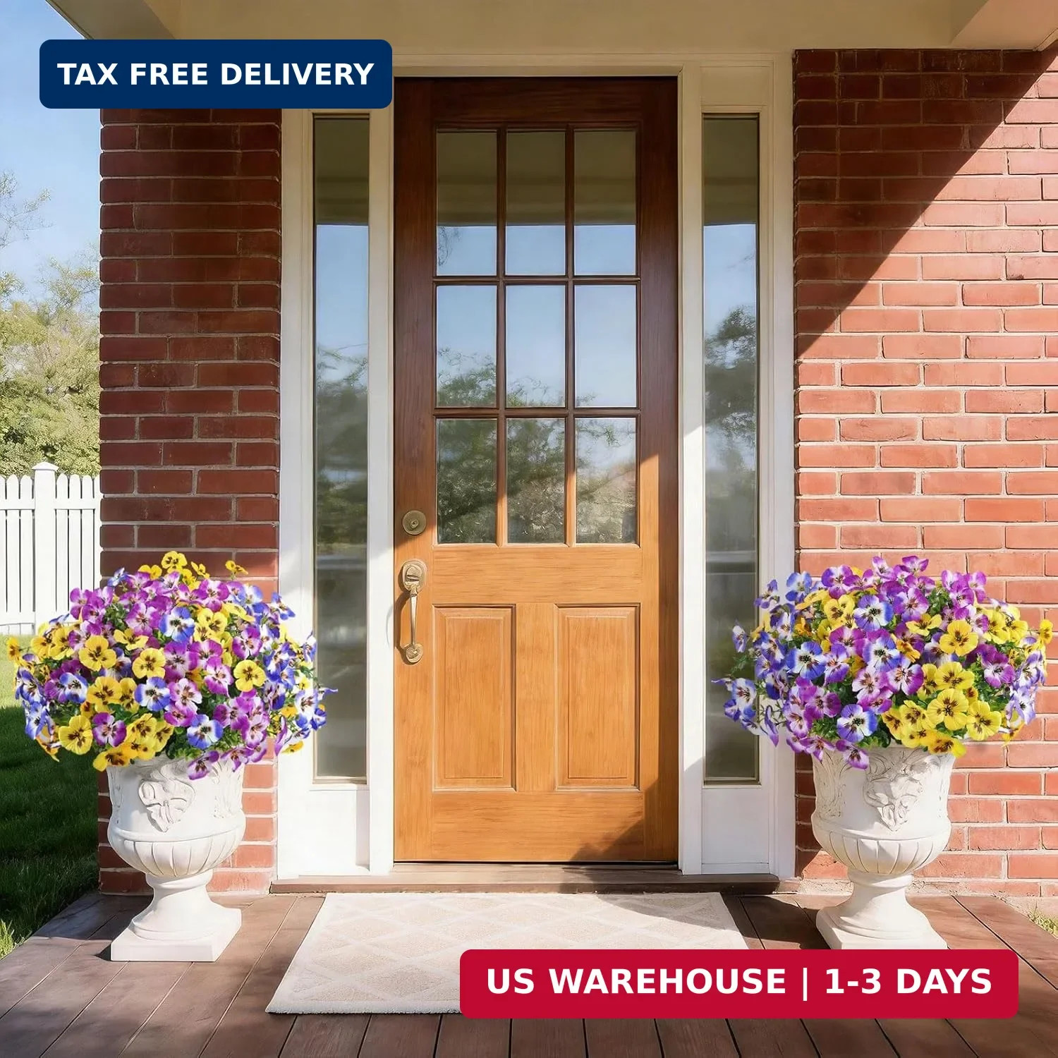 Artificial Pansies Flowers for Outdoor Faux Flower Spring Summer Decor, 12 Bundl