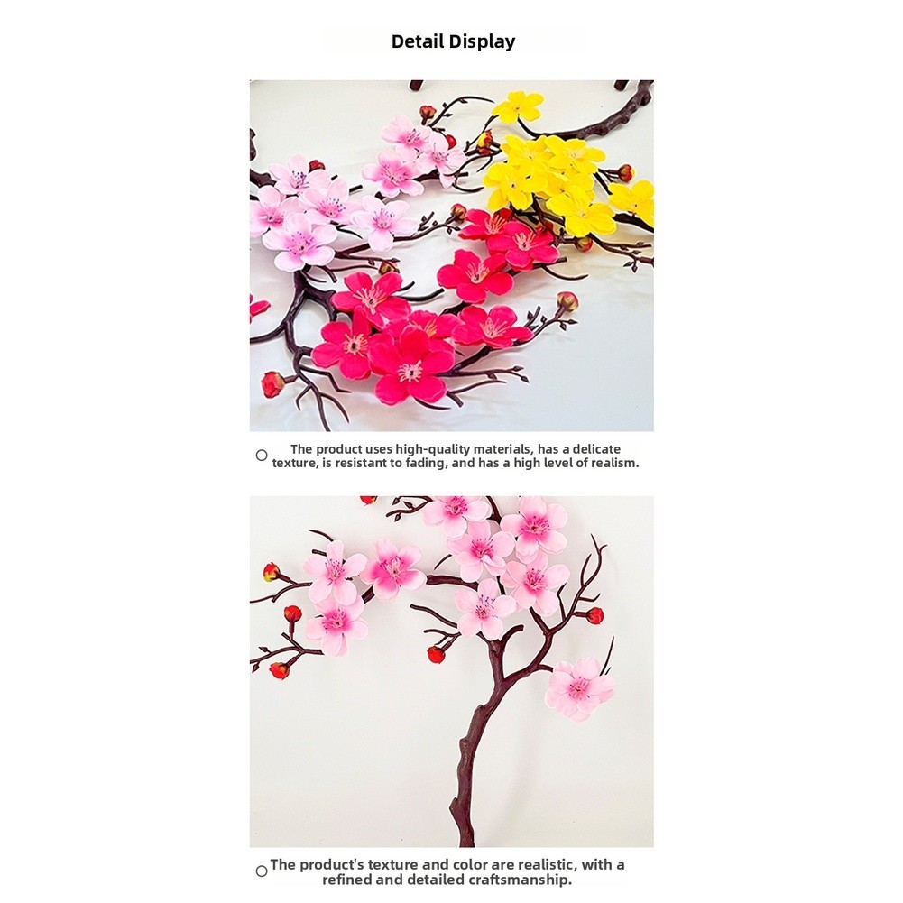 White Red Pink Yellow Rose Red Artificial Plum Blossom Bonsai for Home Styling
