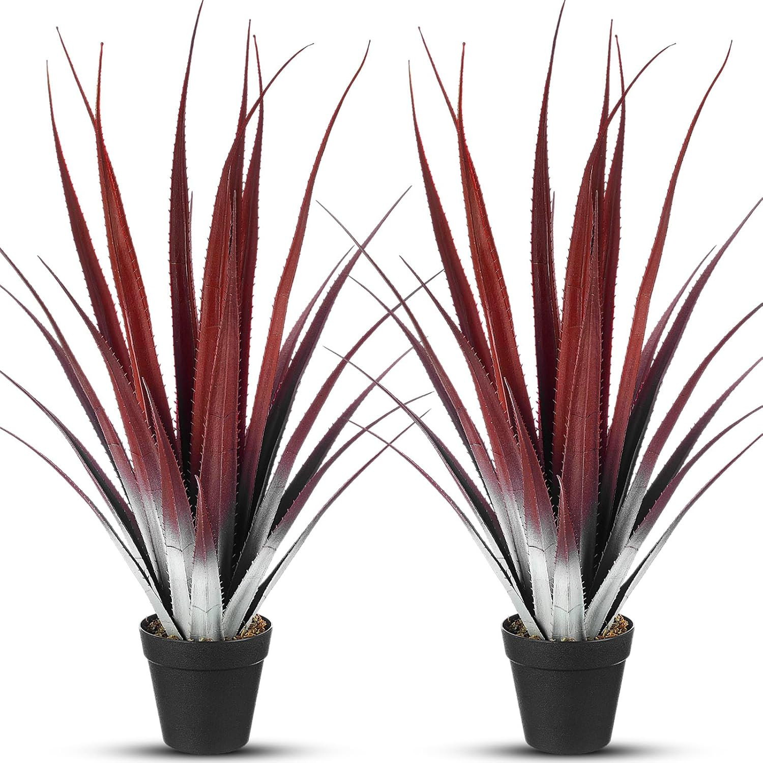 26” Realistic Red Aloe Vera Plant – 2 Pcs Faux Agave for Indoor/Outdoor Decor