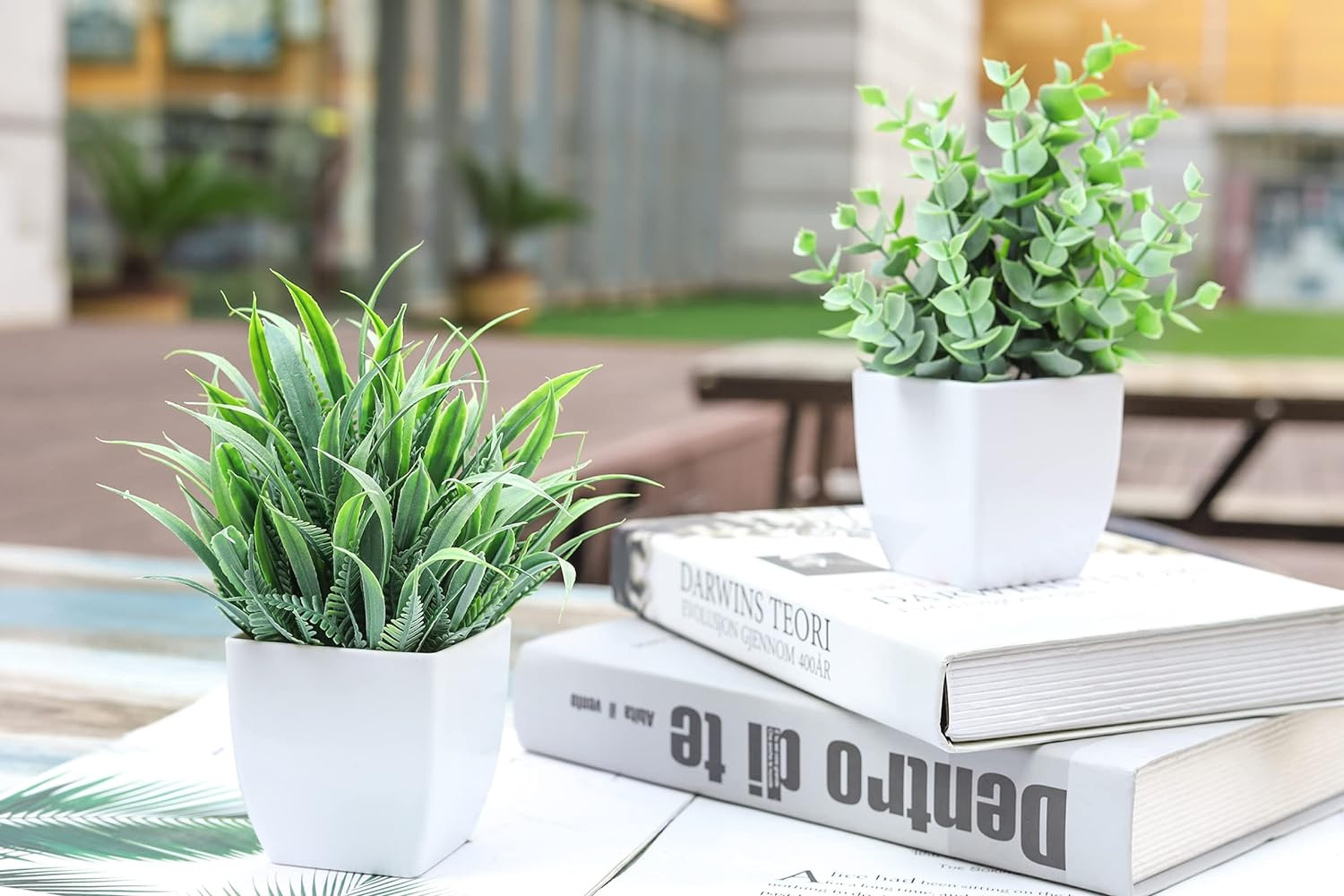 2 Pack Small Fake Plants Mini Artificial Potted Plants for Table Desk Home Laund
