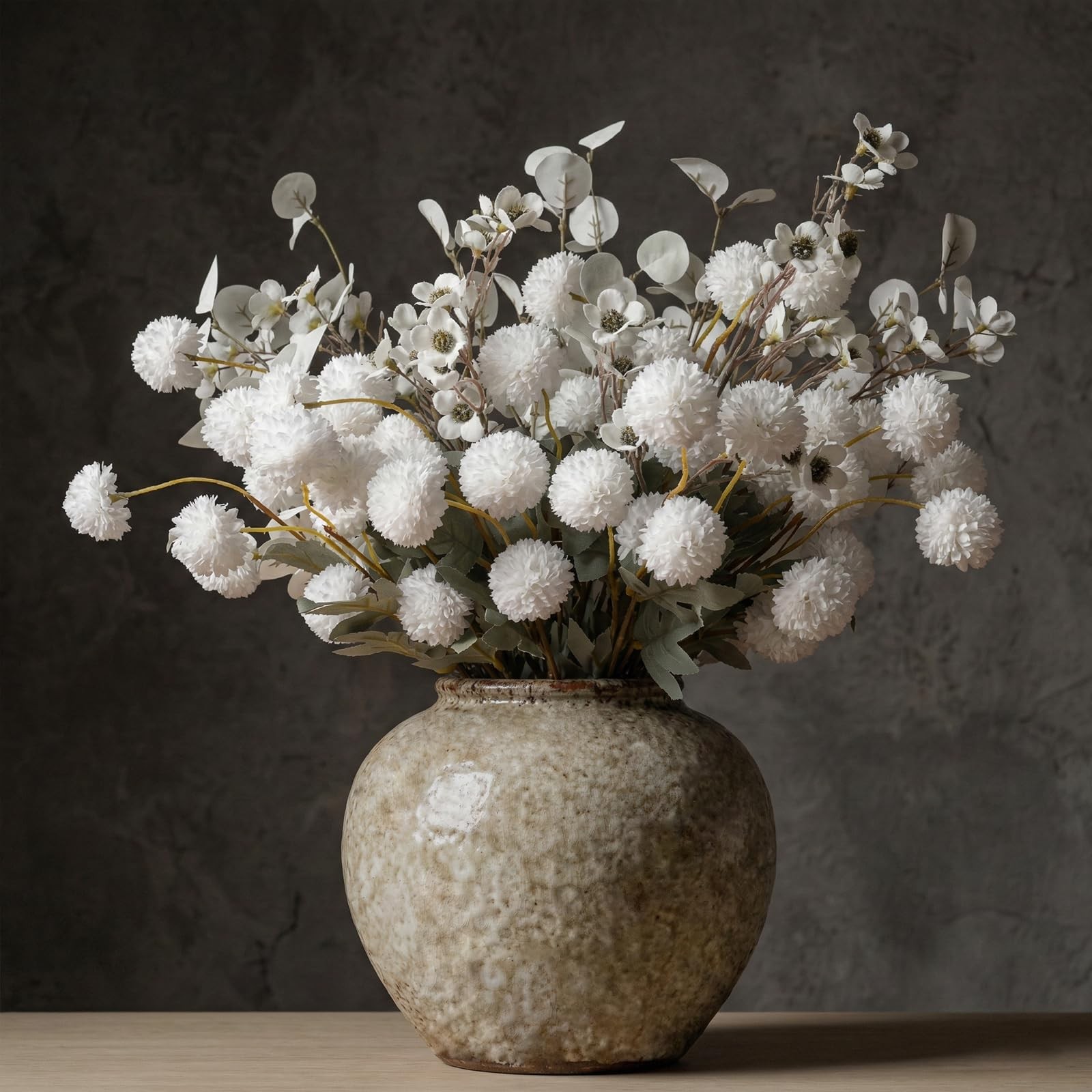 20Pcs Faux Flowers for Vase, White Kiku Artificial Flower Arrangements, Long …