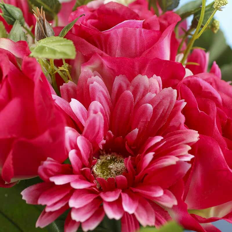 Bountiful Artificial Fuchsia Gerbera Daisy and Rose Floral