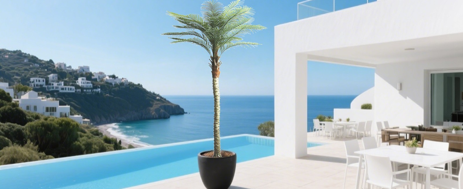 270CM Artificial Coconut Palm Tree 2Pcs Lifelike Fake Palm for Home Garden Decor