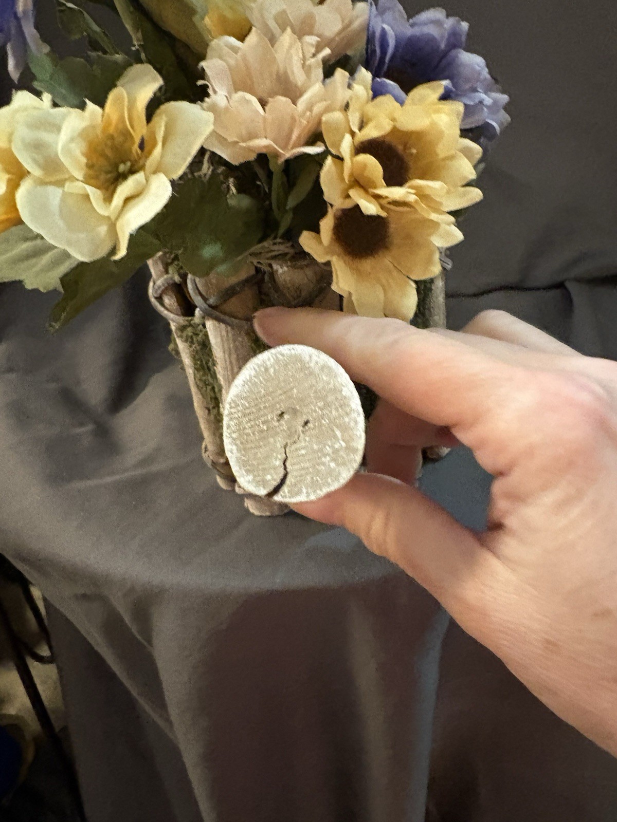 10 X 10” New Handmade Floral Arrangement In Wooden Watering Pot SKU HW6