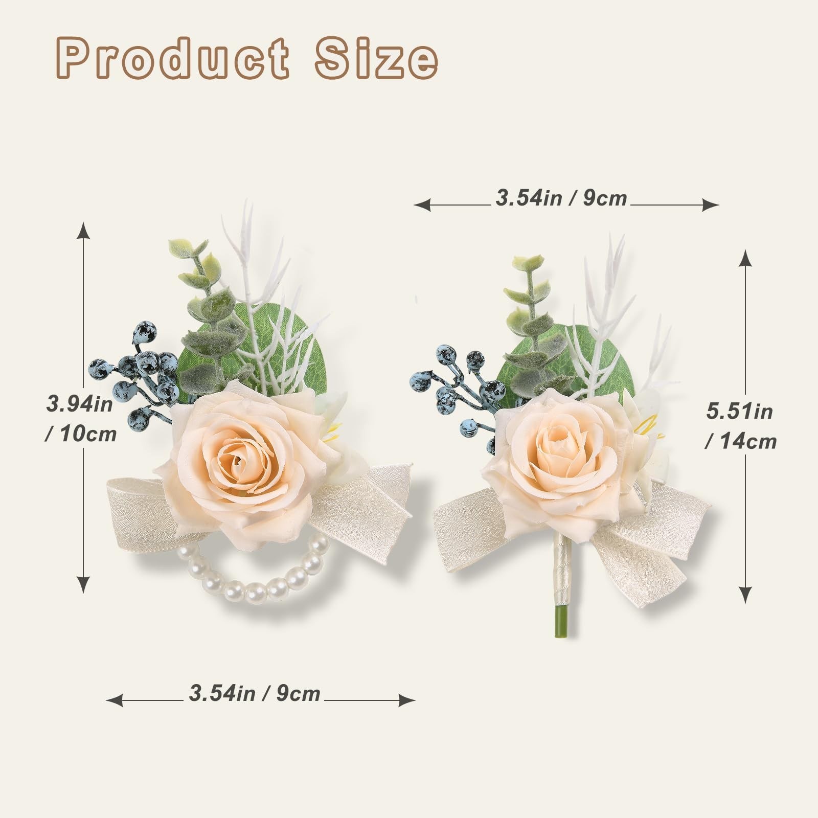 Champagne Artificial Silk Rose Corsage and Boutonniere Set for Prom