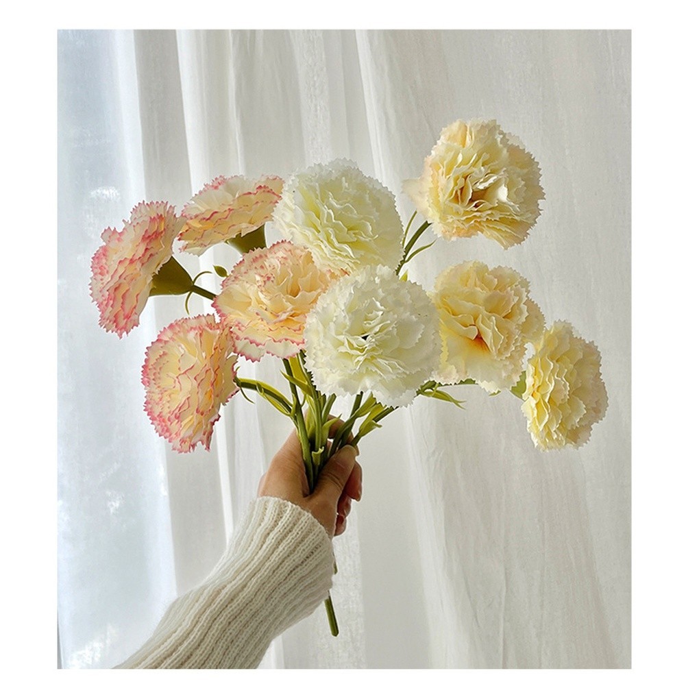 Silk Fabric Carnation Bouquet Artificial Flowers for Interior Design Use