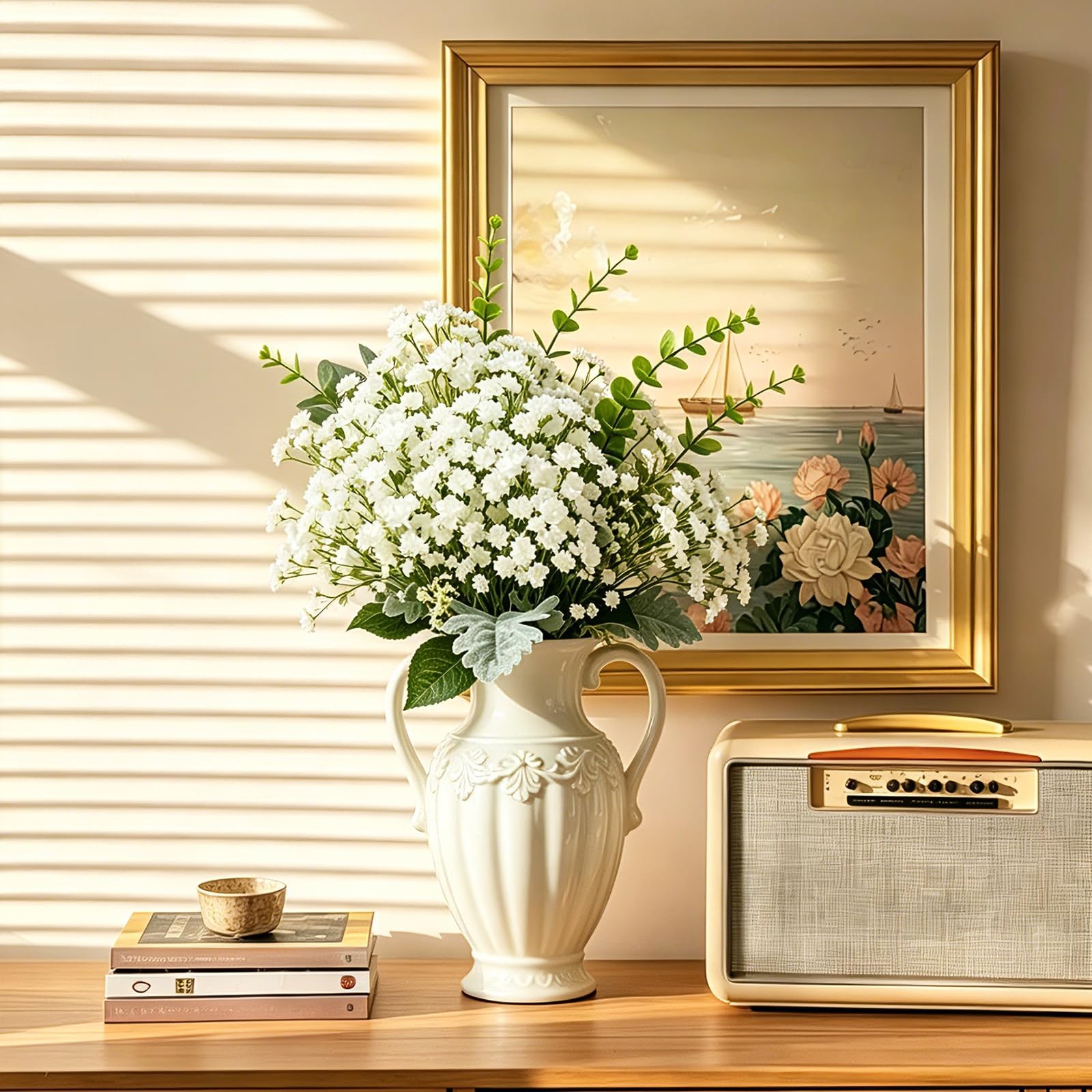 QUTCIIV Artificial Baby’s Breath Flowers 200 Pcs White