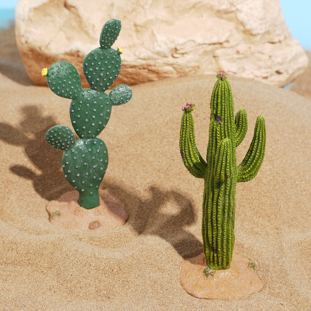 2 Pcs Decorative Cactus Artificial Plants Model Office Fake Greenery Décor