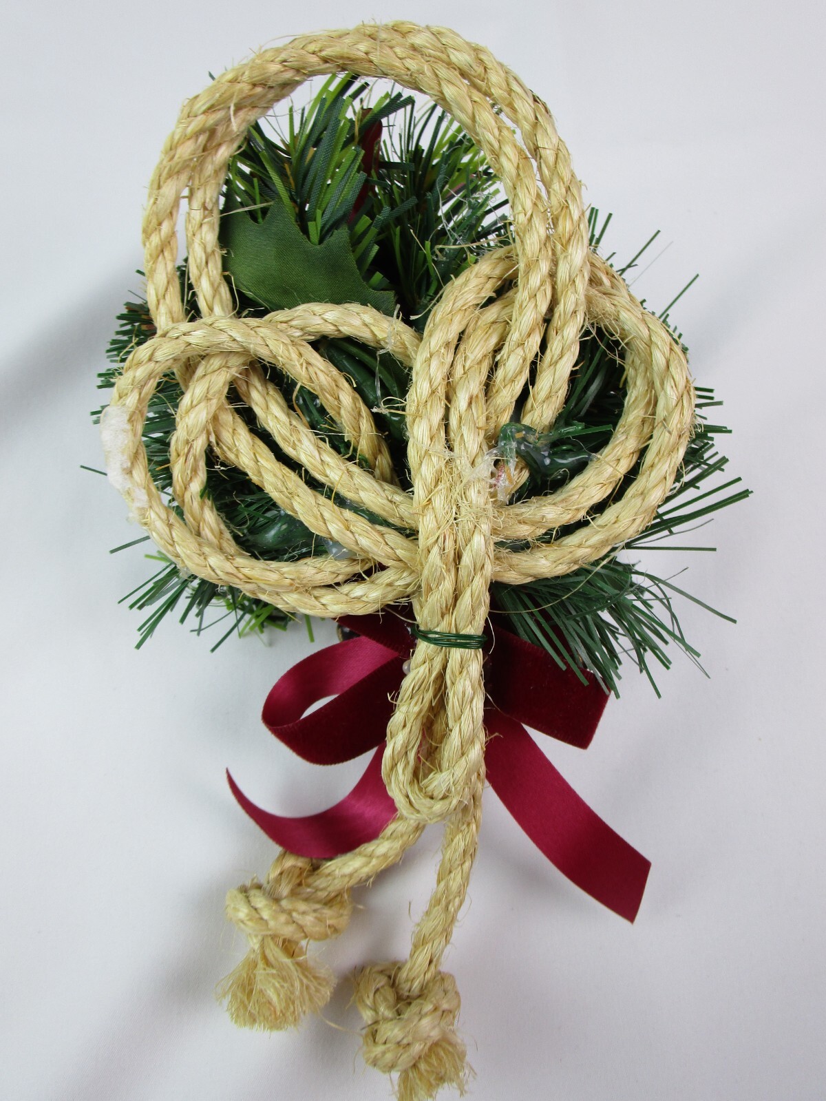 Decorative Christmas Pine Wall Swag Small Burgundy 9″