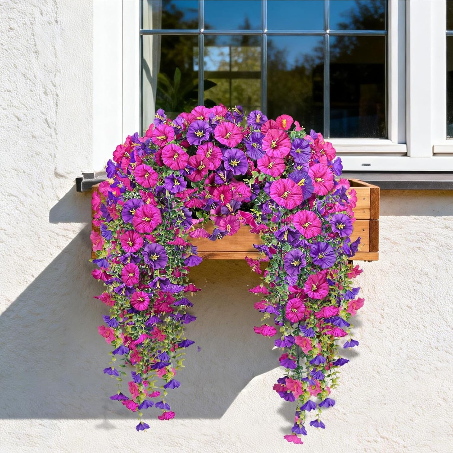 No-Odor Morning Glory Hanging Flowers – Sun-Resistant Faux Silk for All Seasons