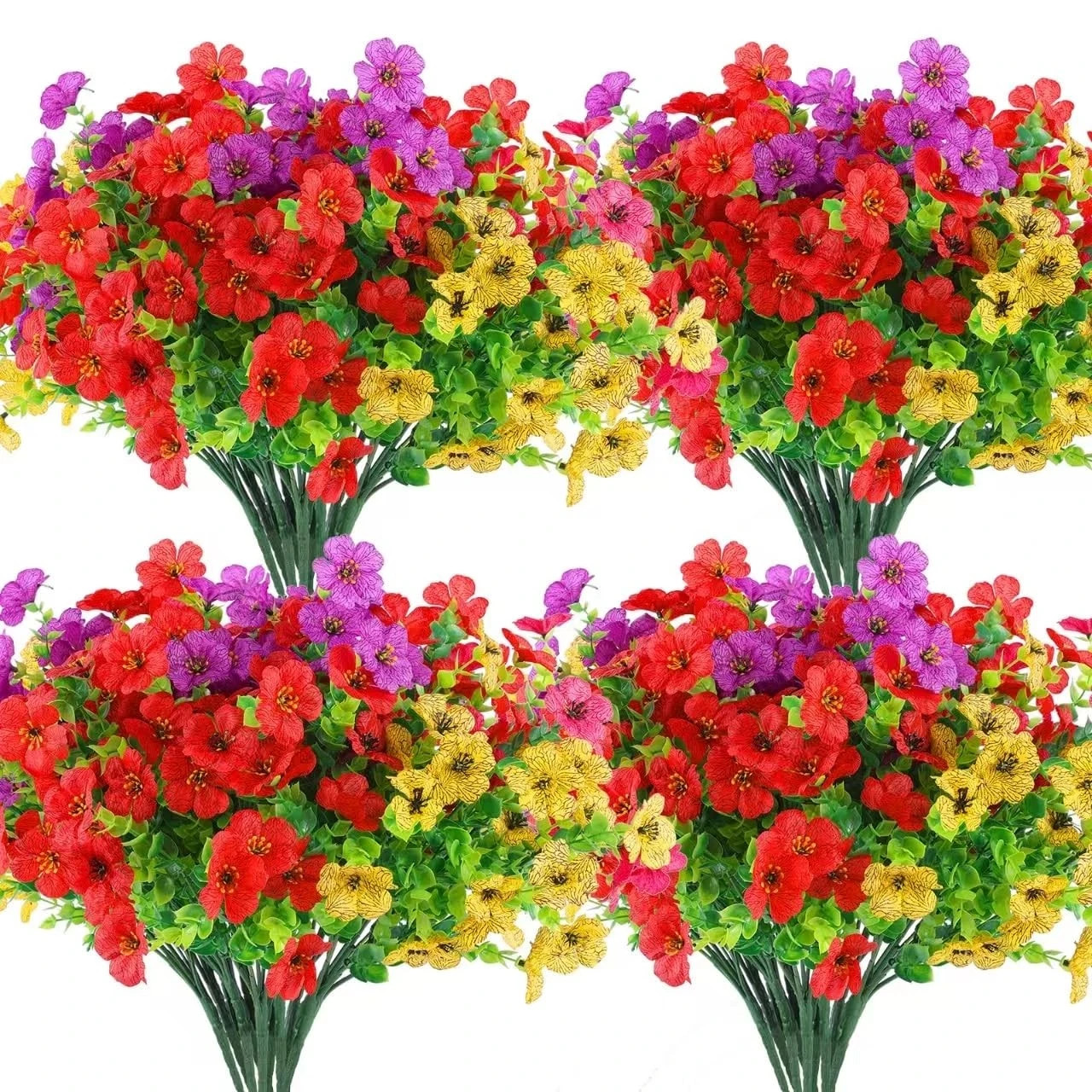 Rowfad 36 Bundles Artificial Flowers Outdoors UV Resistant Fake Plastic Spring
