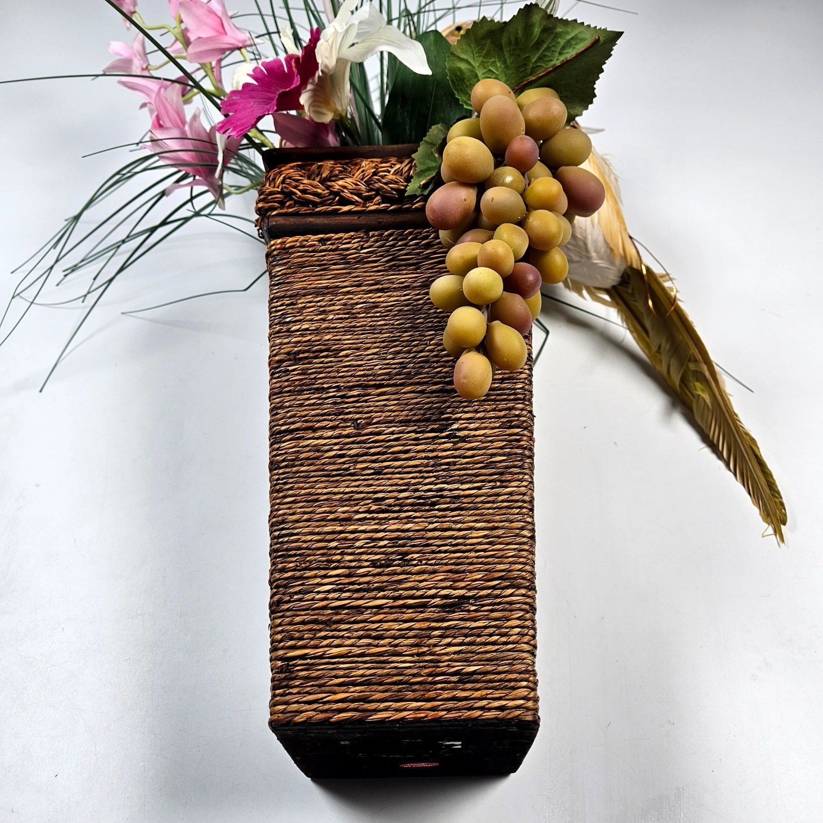 Floral Wall Decor OS Brown Pink Tropical Orchid Bird Tiki Arrangement Beach