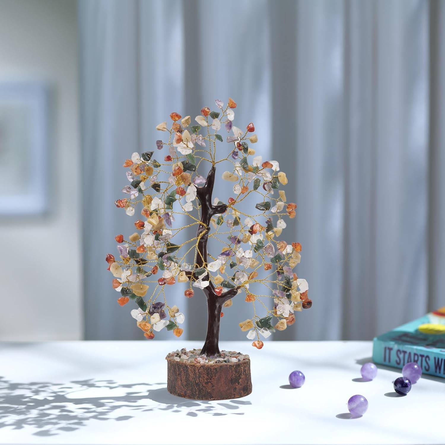 Chakra Money Tree, Crystals, Spiritual Decor, Gemstone A-chakra Mix Tree G