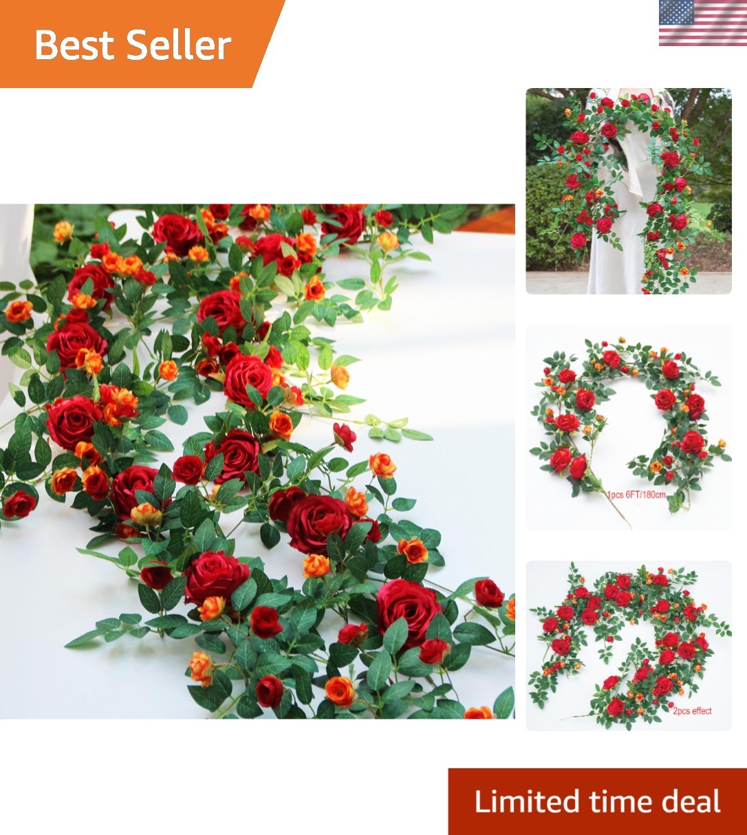 Versatile 2-Piece 12FT Bendable Floral Garland for Indoor & Outdoor Use