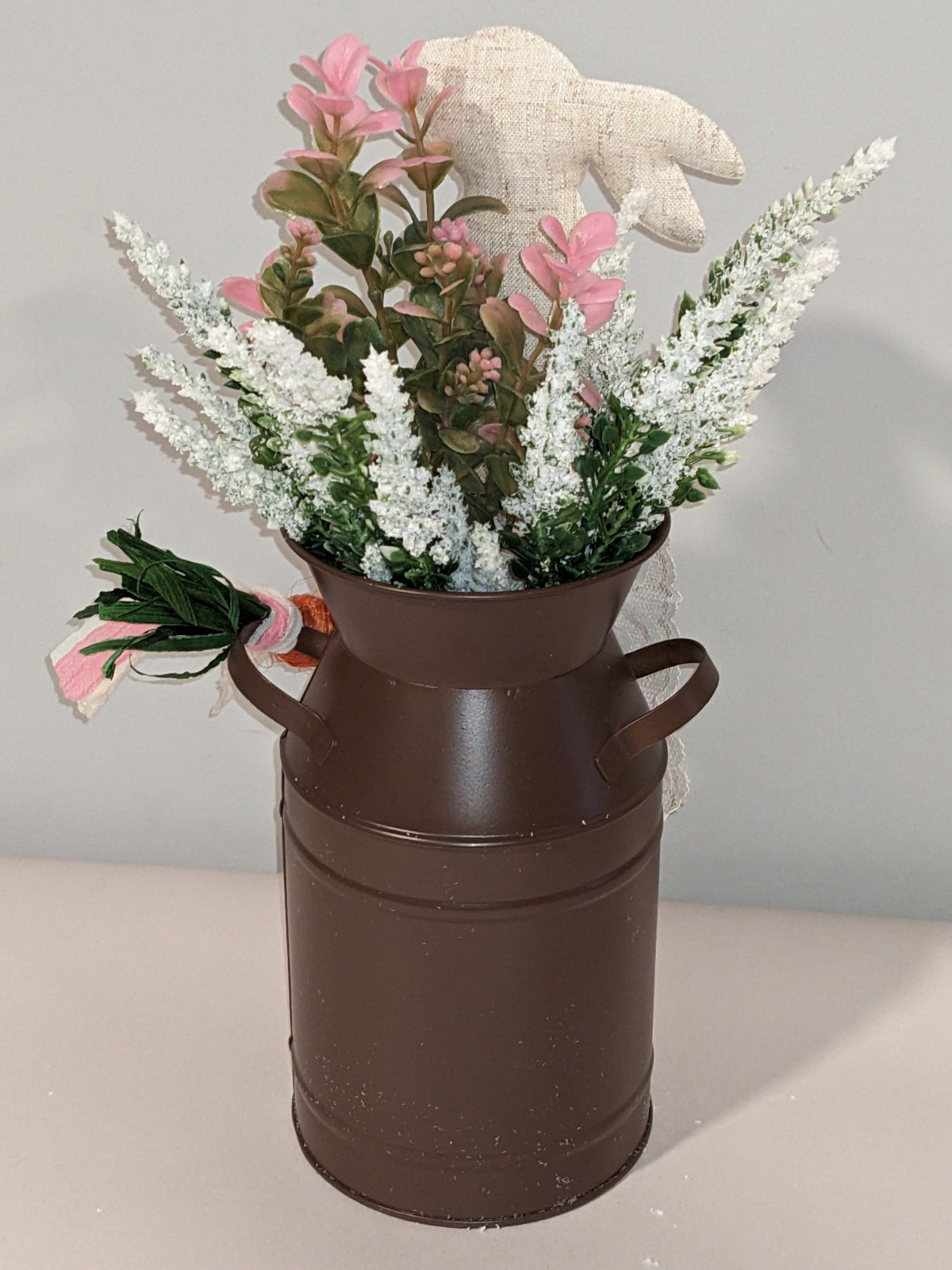 New Handmade Spring Easter Floral Bunny Decor~Farmhouse Country~
