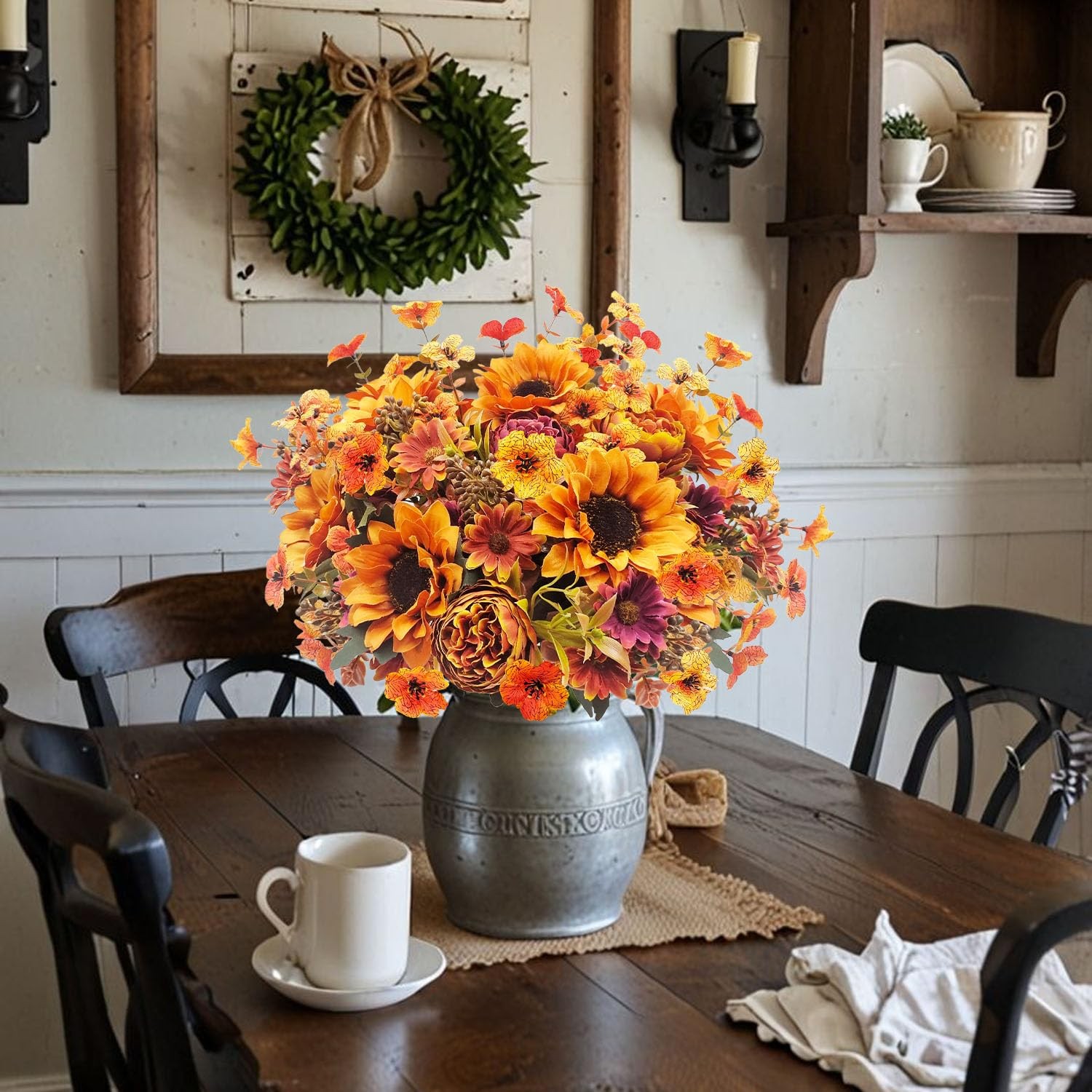 6 Bundles Artificial Fall Flowers Bouquet with Daisy, Set 2