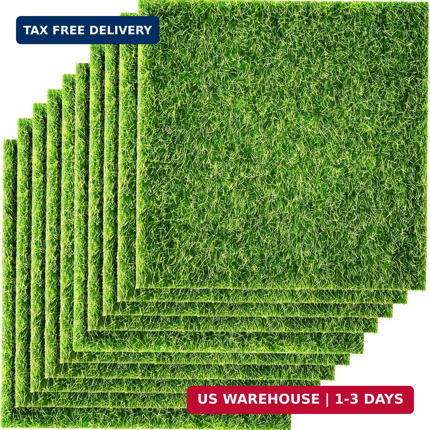 Mudder 10 Pieces Fake Grass for Crafts 6 x 6 Inches Artificial Grass Fairy Garde