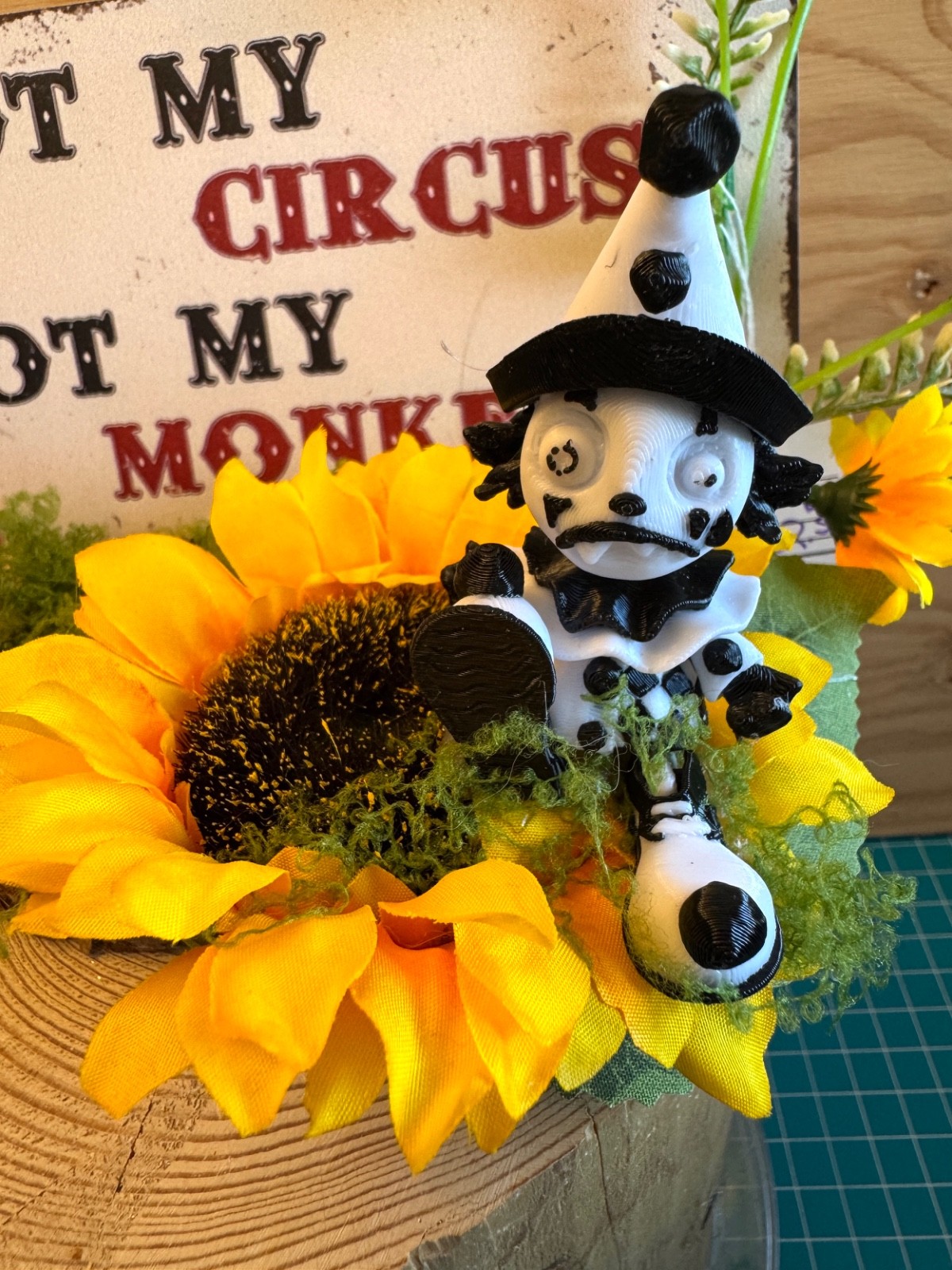 Not My Circus, Not My Monkeys. Clown, Silk Floral Arrangement, Home Decor, Gift