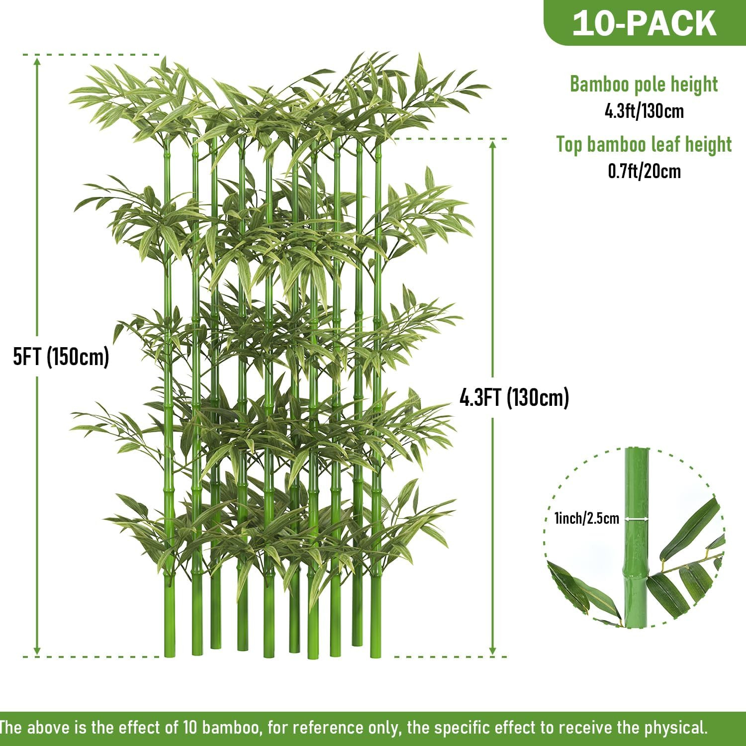 5Ft Fake Bamboo Plant 10 Pack, Artificial Privacy Plants Indoor Outdoor Faux …
