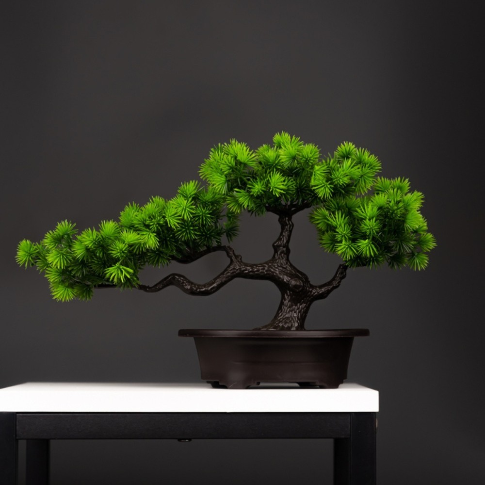 1pc 27cm Artificial Bonsai Plants Small Pine Tree Pot Décor Fake Plant for Table