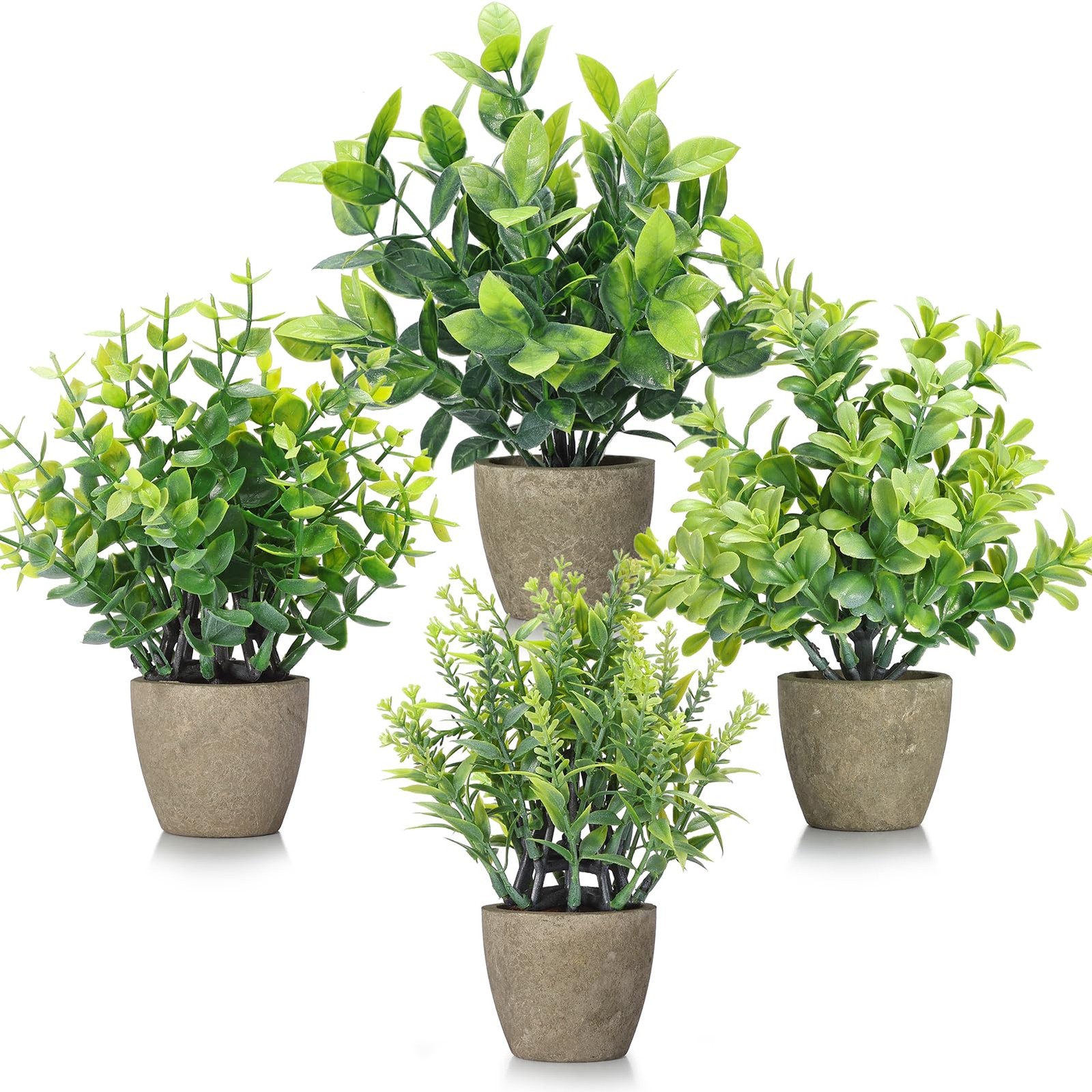 4 Pack Fake Plants Ceramic Mini Artificial Greenery Potted Plants for Home De…