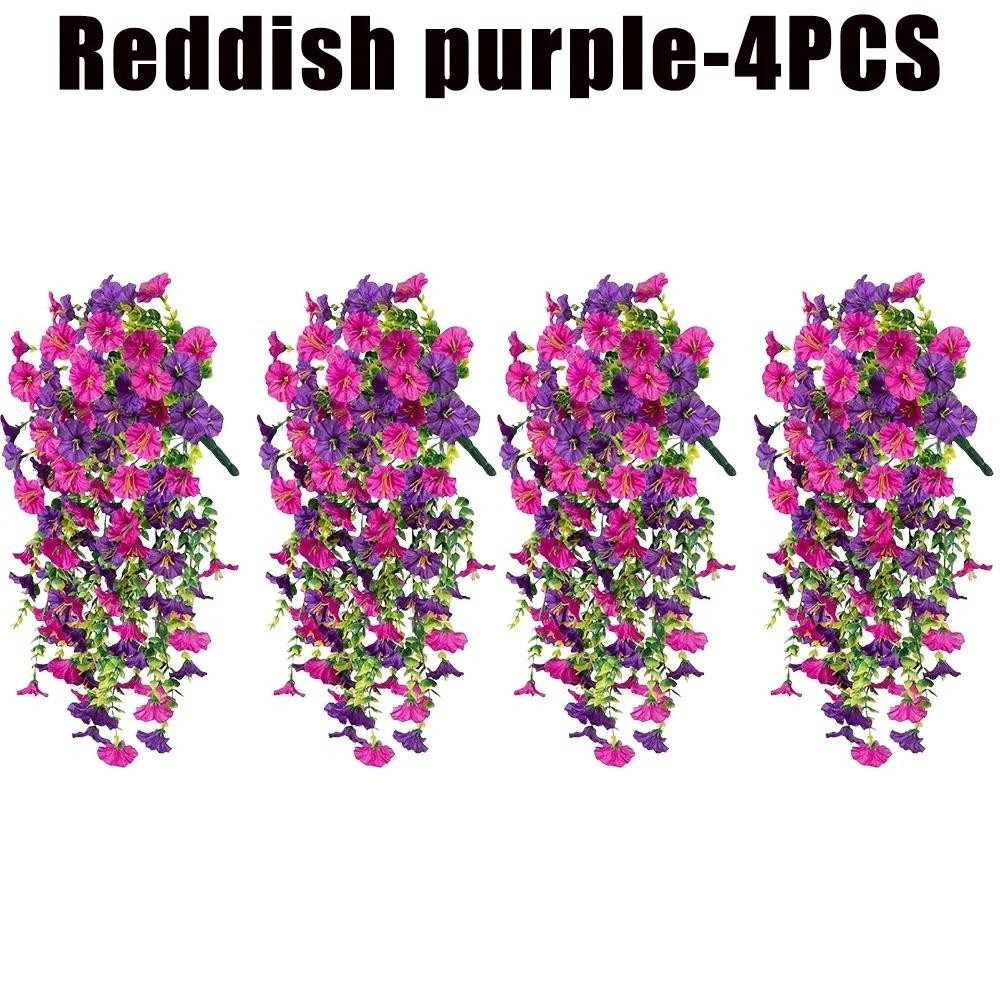 Artificial Hanging Flowers Purple Morning Glory Vines UV Resistant Decor
