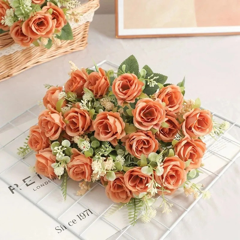 5Heads Artificial Rose Flower Bouquet For Living Home Room Decoration Christmas