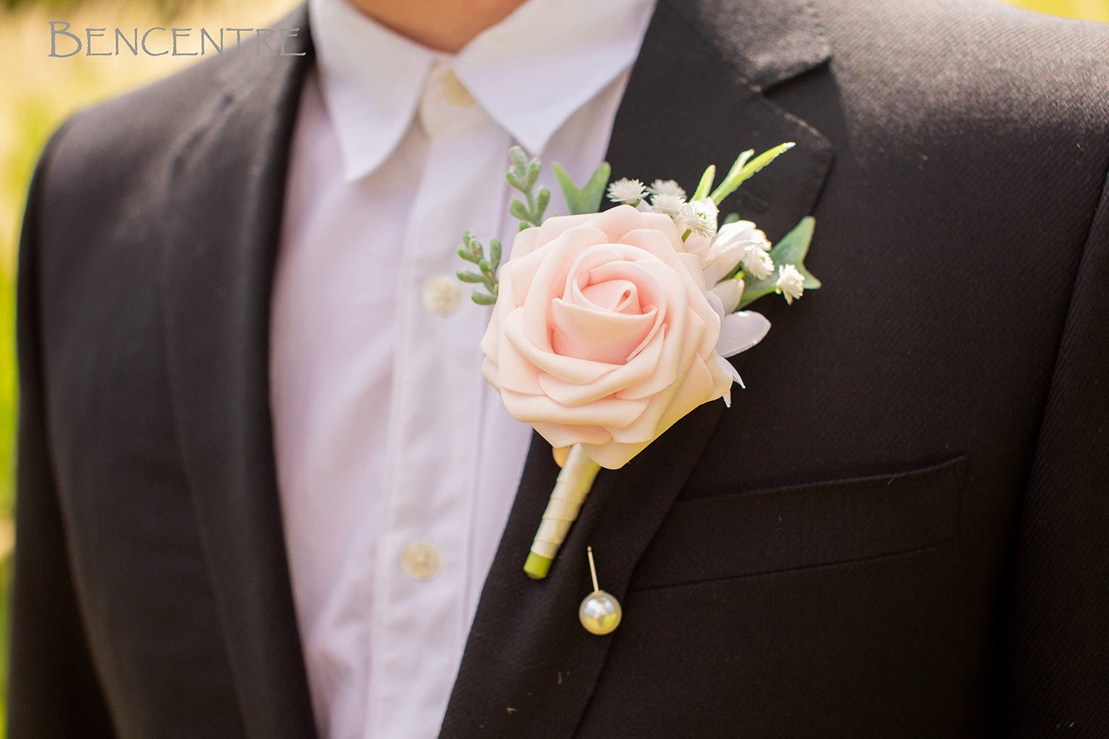 Blush Boutonniere for Men, Pink Prom boutonnieres,Set of 6,Groom and Groomsme…