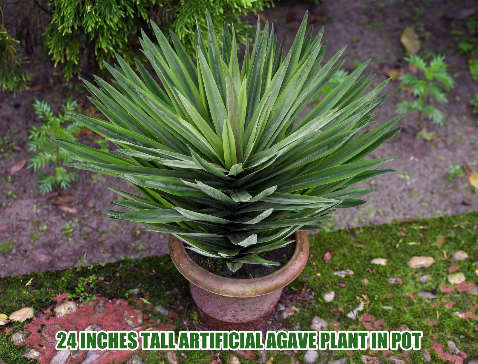 1 Pcs 27” Artificial Agave Plant in Black Pot Faux Agave Plant Potted with 1…