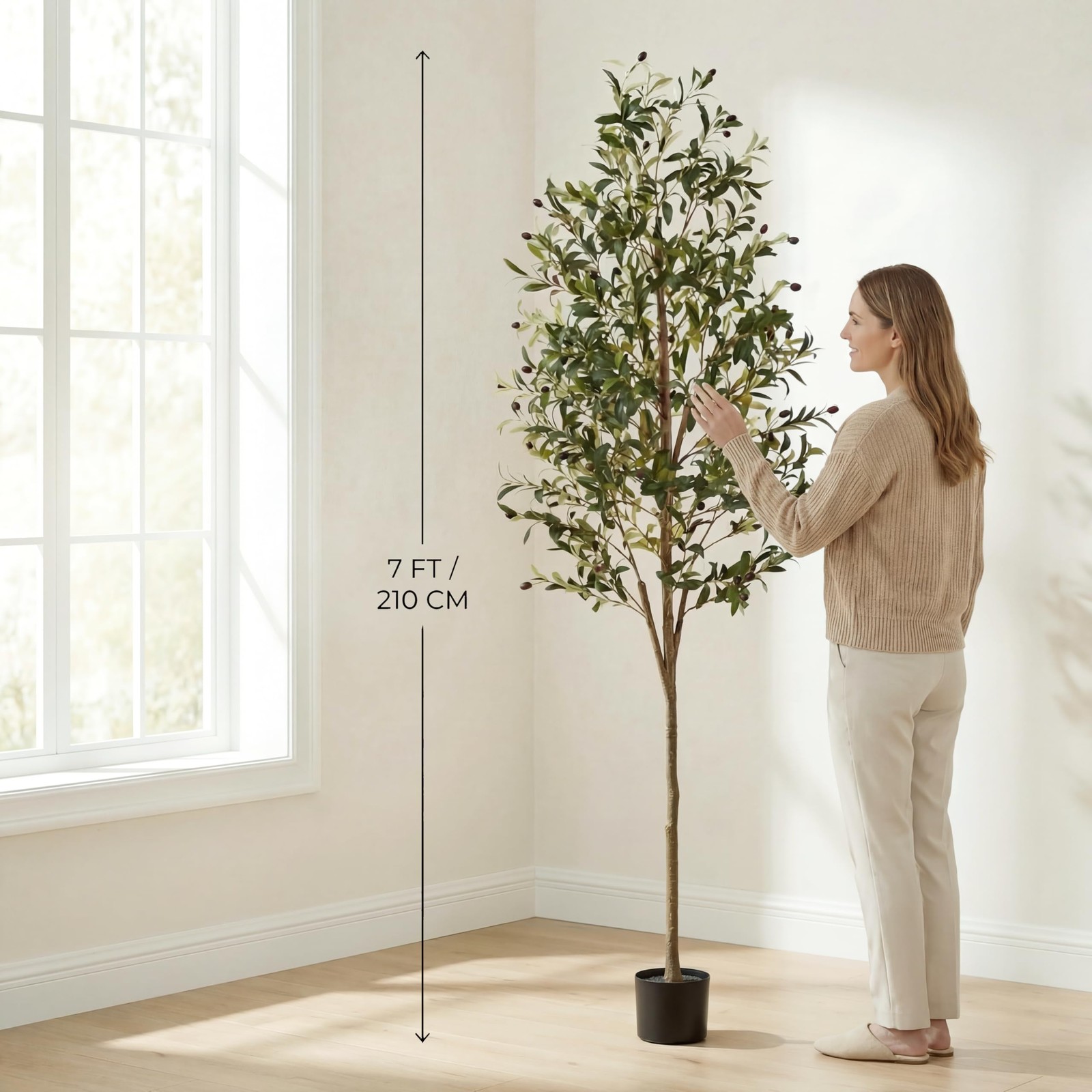 Artificial Olive Tree, 7FT Faux Olive Trees with Lifelike Olive Branches and …