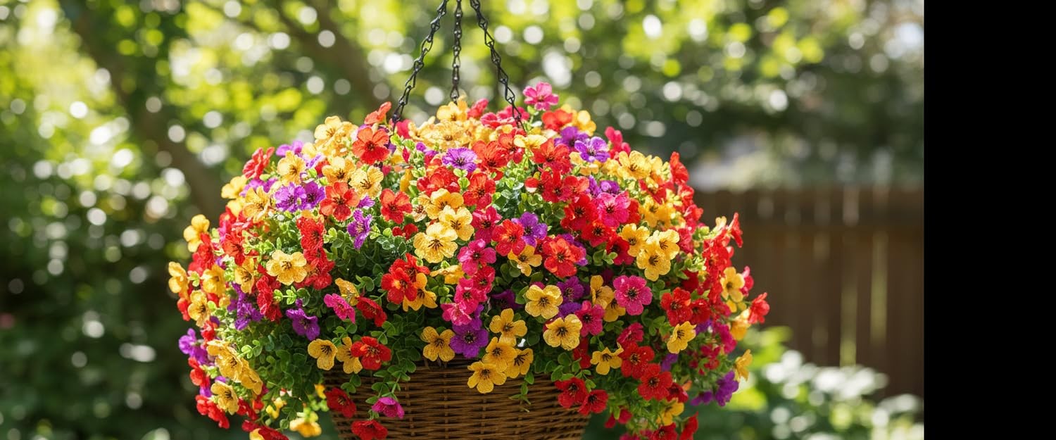 8 Pack Colorful Artificial Flowers UV Resistant for Outdoor