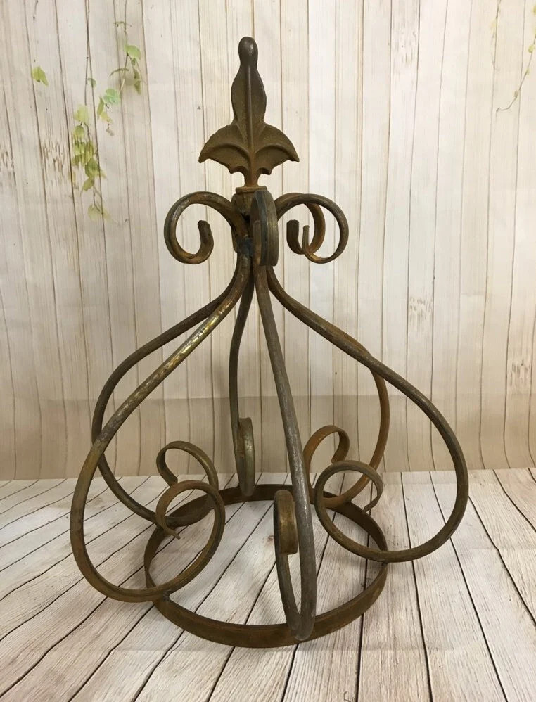 24″ Wrought Iron Top Crown Architecture Plant Support Art