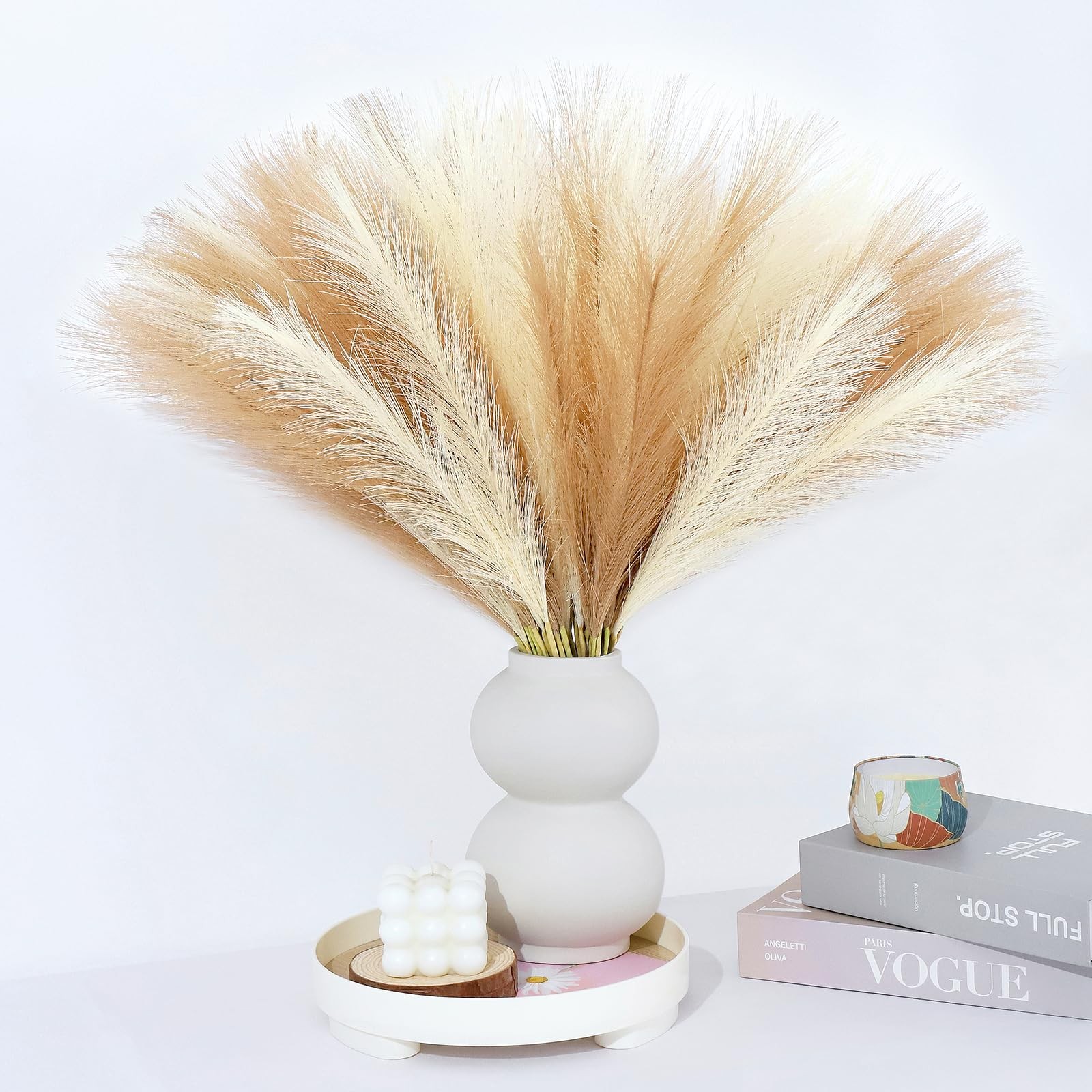 30 Pcs 21.7 In Faux Brown Pampas Grass Bulk Artificial Vase Filler Decor