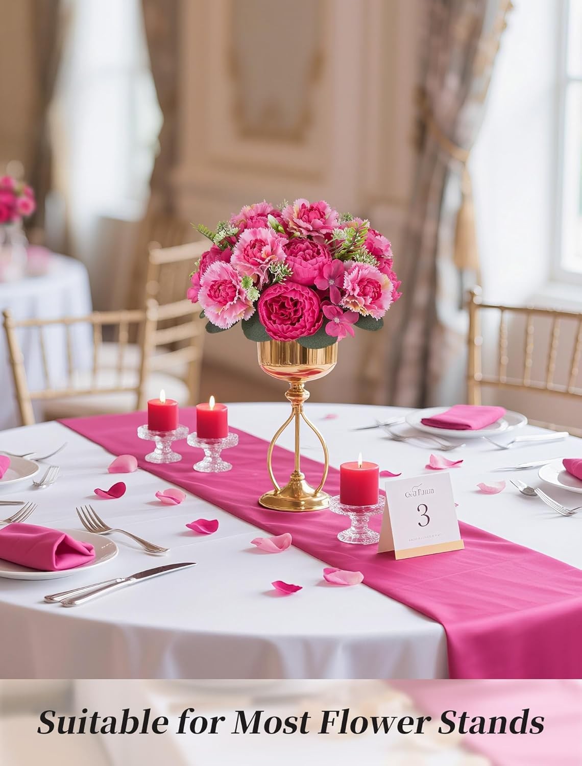 Faux Peony Flowers centerpieces: 10pc 9.5 Inch Hot Pink Floral Ball Arrangement