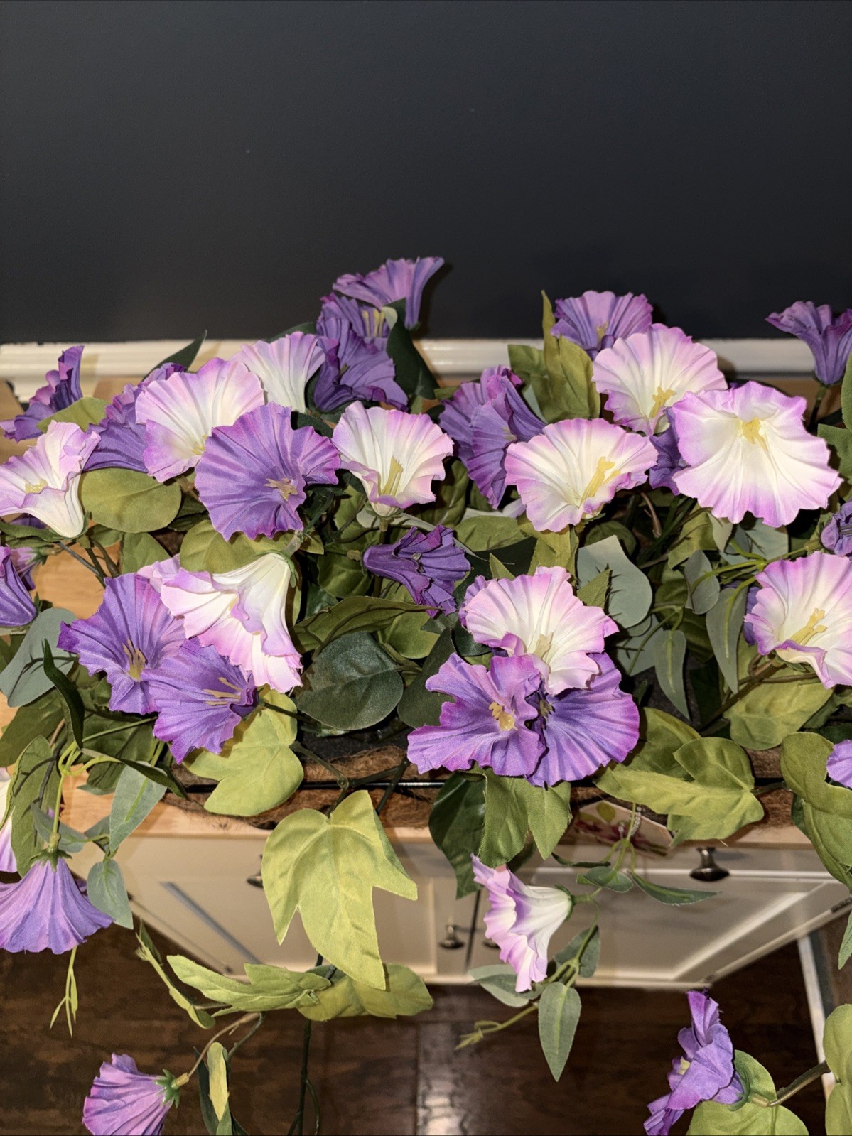 Outdoor Faux Petunia Window Box Flower Basket NWT