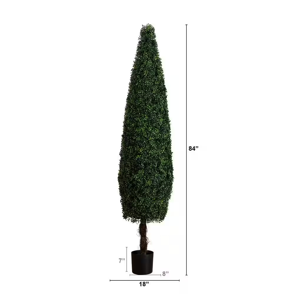 7 Ft. UV Resistant Artificial Boxwood Topiary Cone Tree (Indoor/Outdoor)