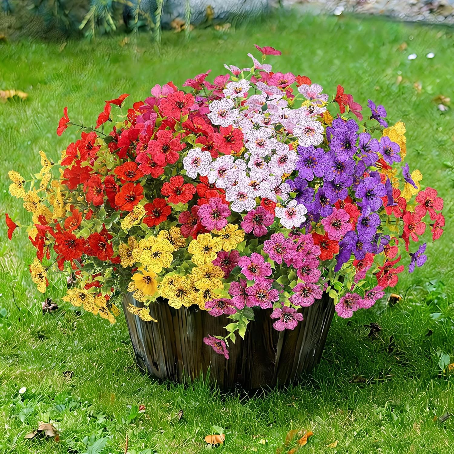Artificial Flowers for Outdoors 12 Bundles Realistic Faux Plants UV Resistant…