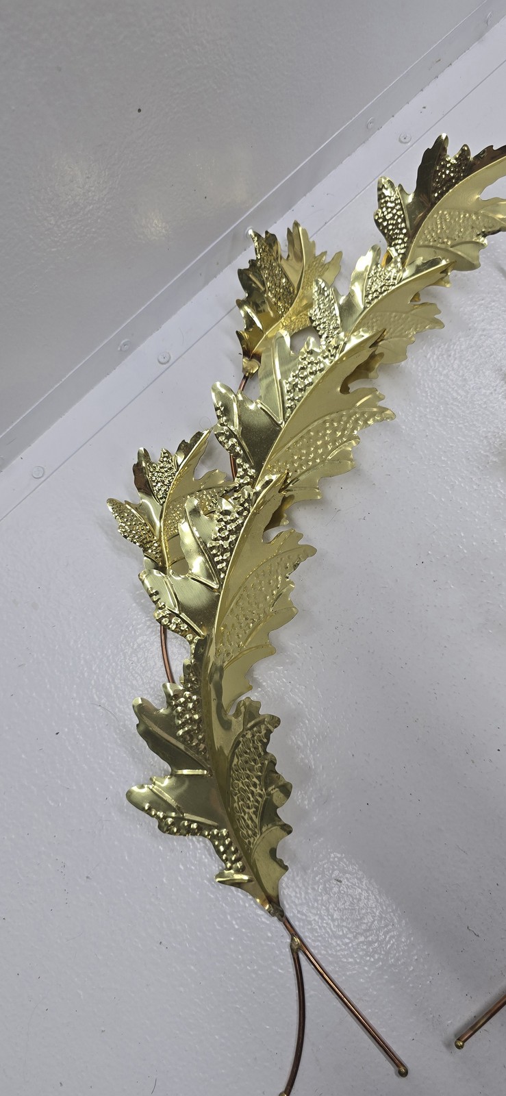 2x Gold Metallic Artificial Oak Leaf Branches 17″ & 19″ Floral Decor Crafts