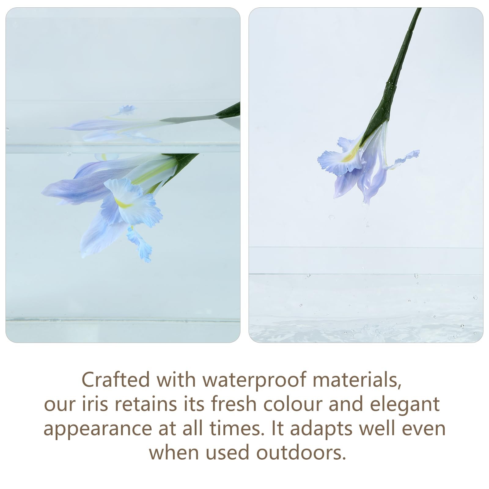 10Pcs Artificial Lavender Blue Iris Flowers with 27.5″ Long Stems, UV Resista…